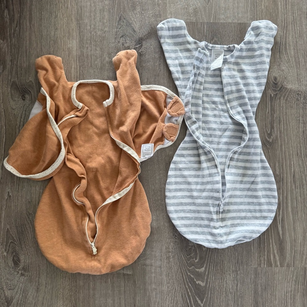 Swaddle Design Baby Swaddle Set in Orange and Gray two (2)